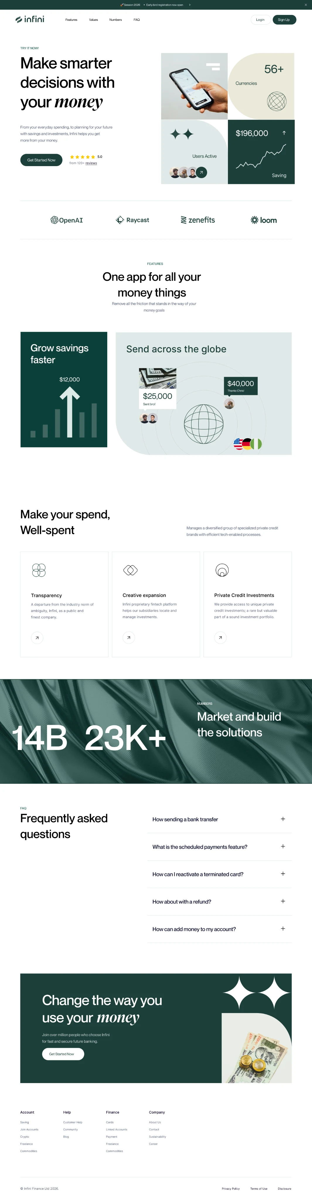 Infini website design