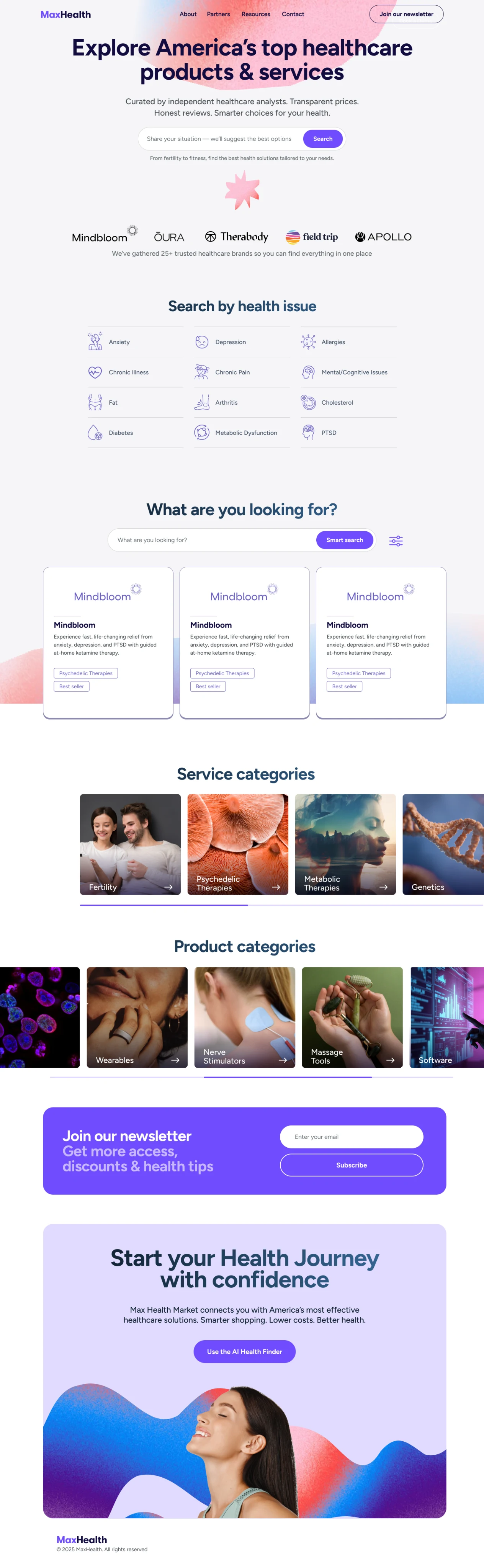 MaxHealth website design