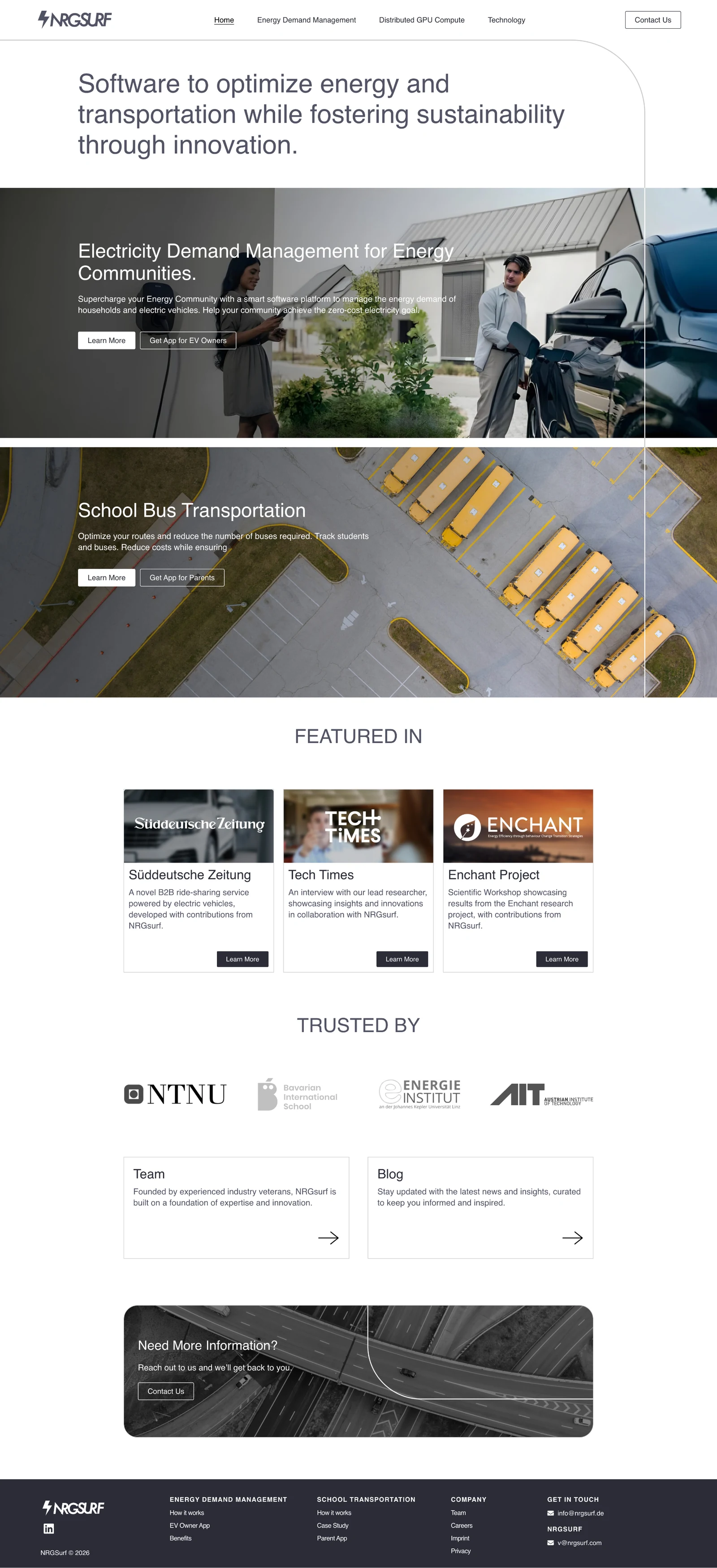 NRG Surf website design