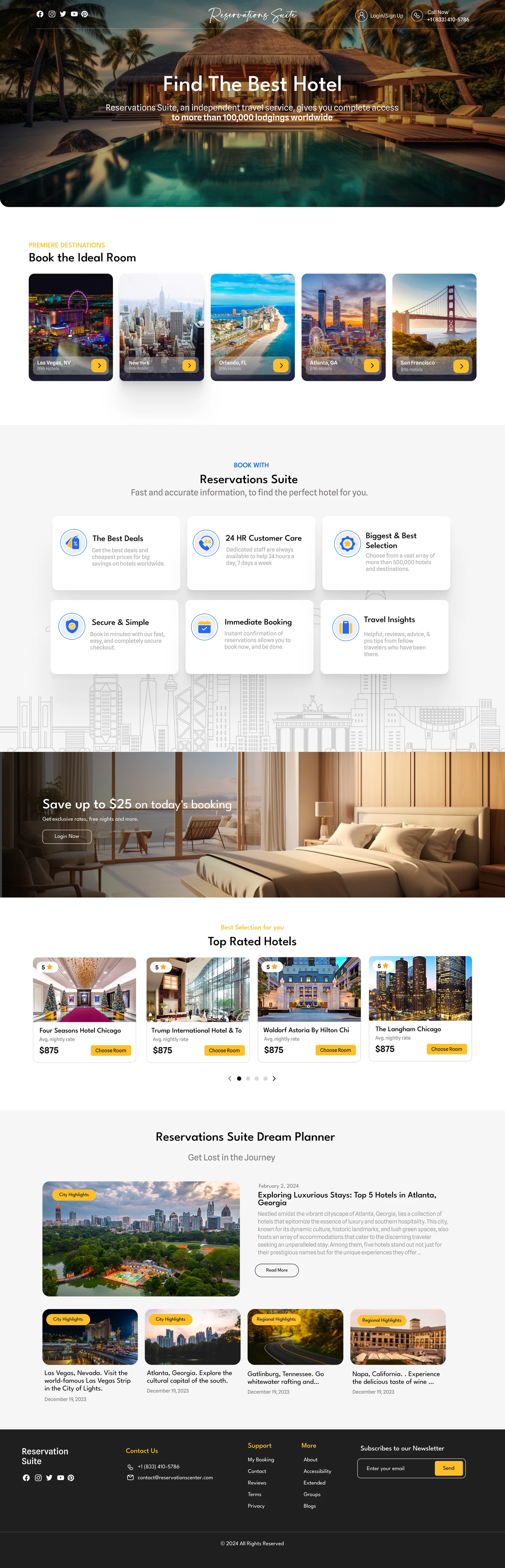 Reservation Suite website design