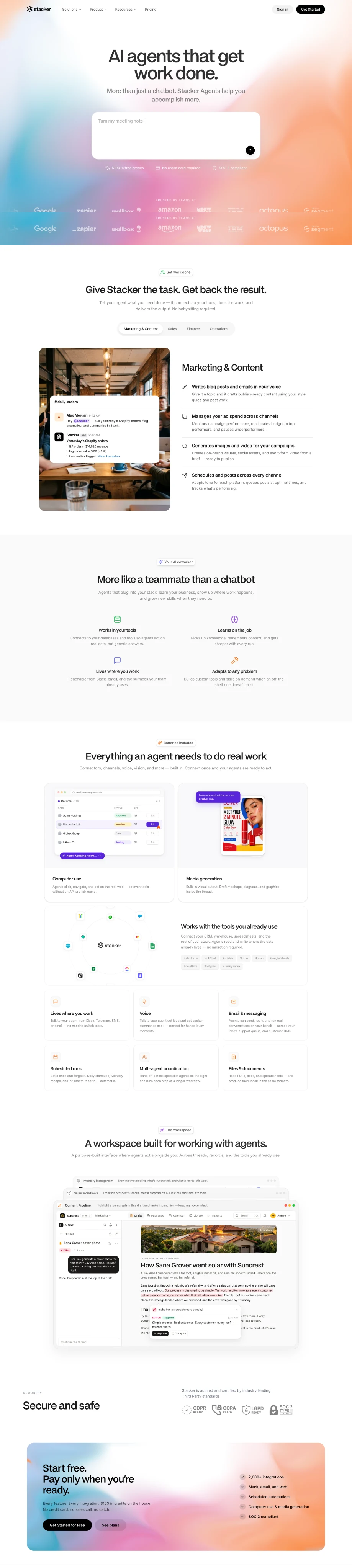 Stacker website design