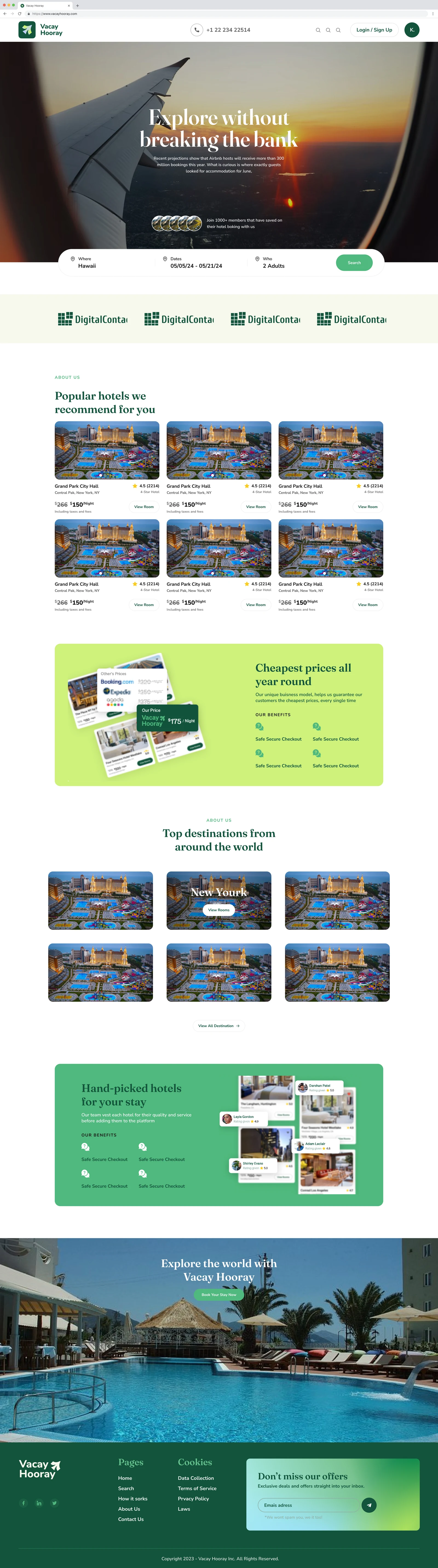 Vacay Hooray website design